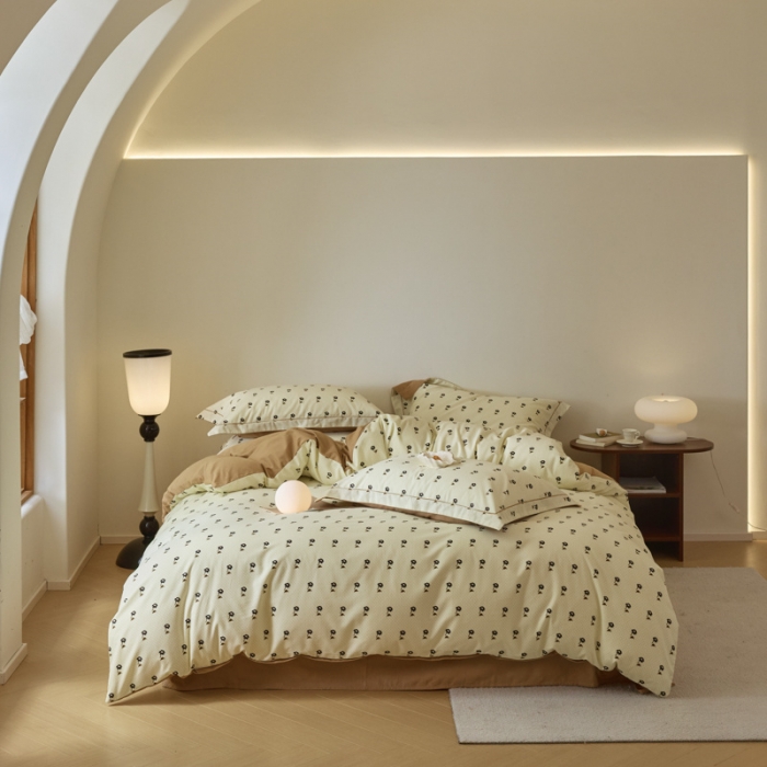 91家纺网 家纺一手货源 找家纺 柠馨 2023新款全棉3221磨毛印花四件套 锦觅