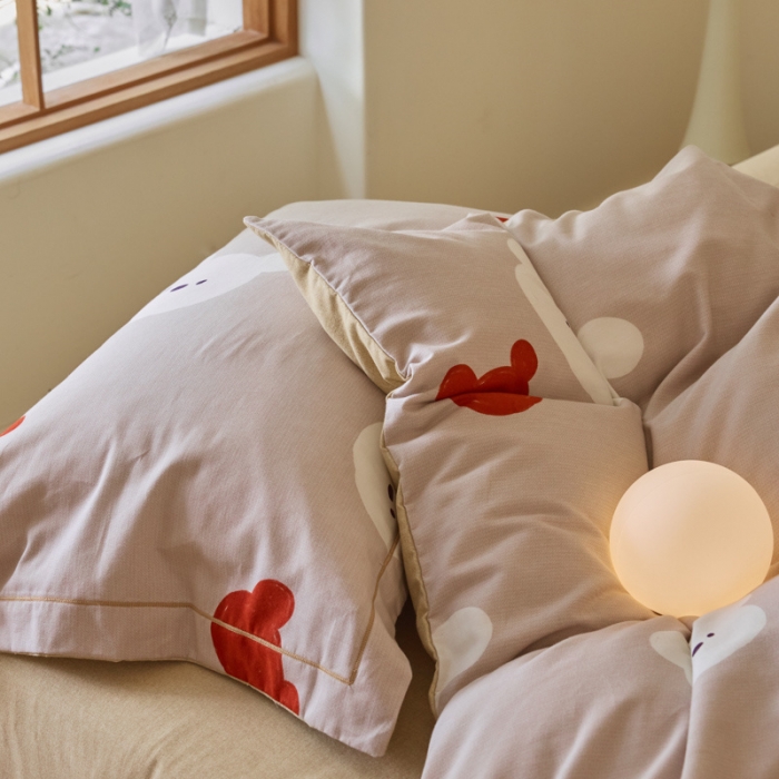 91家纺网 家纺一手货源 找家纺 柠馨 2023新款全棉3221磨毛印花四件套 淘气熊