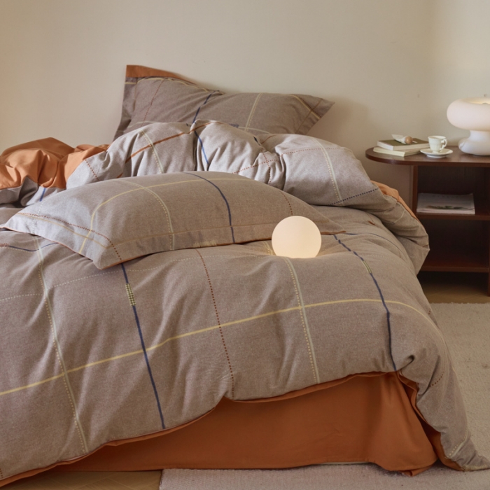 91家纺网 家纺一手货源 找家纺 柠馨 2023新款全棉3221磨毛印花四件套 拿铁