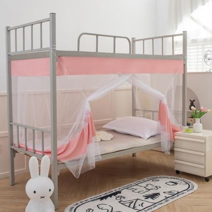 91家纺网 家纺一手货源 找家纺 千逸虹 2024新款简约纯色上下铺学生蚊帐 粉玉