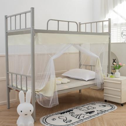 91家纺网 家纺一手货源 找家纺 千逸虹 2024新款简约纯色上下铺学生蚊帐 米黄色