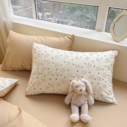 柠馨 2023新款13376全棉单品枕套 爱心小熊