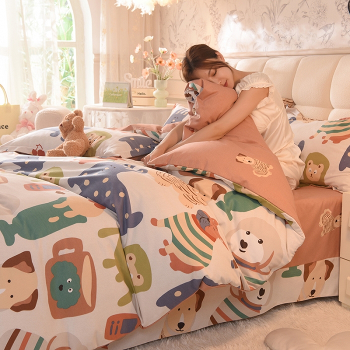 91家纺网 家纺一手货源 找家纺 巧玲珑2025新款AB版铂金生态四件套 欢乐时光