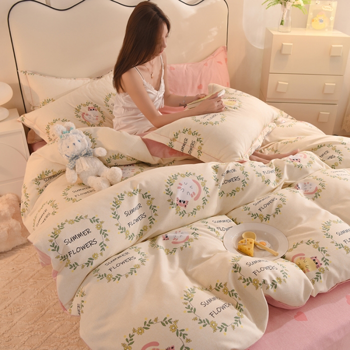 91家纺网 家纺一手货源 找家纺 巧玲珑2025新款AB版铂金生态四件套 萌萌猫