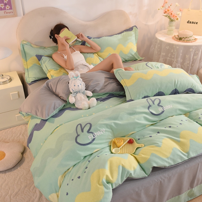 91家纺网 家纺一手货源 找家纺 巧玲珑2025新款AB版铂金生态四件套 尼欧-绿