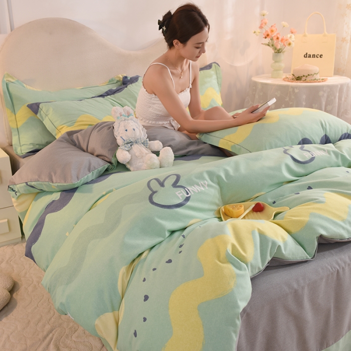 91家纺网 家纺一手货源 找家纺 巧玲珑2025新款AB版铂金生态四件套 尼欧-绿