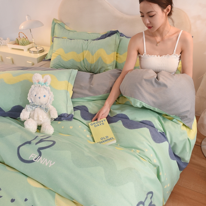 91家纺网 家纺一手货源 找家纺 巧玲珑2025新款AB版铂金生态四件套 尼欧-绿