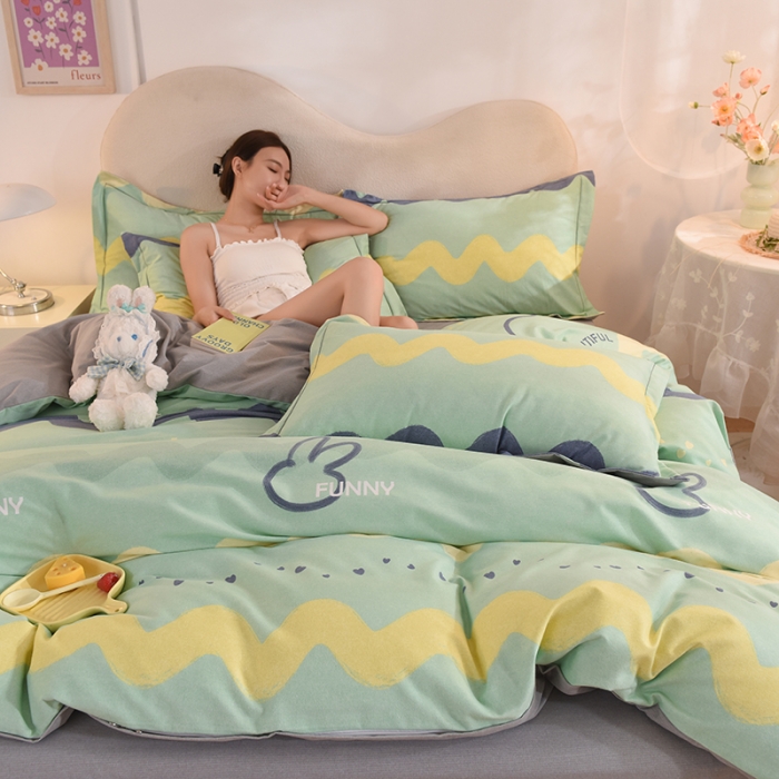 91家纺网 家纺一手货源 找家纺 巧玲珑2025新款AB版铂金生态四件套 尼欧-绿