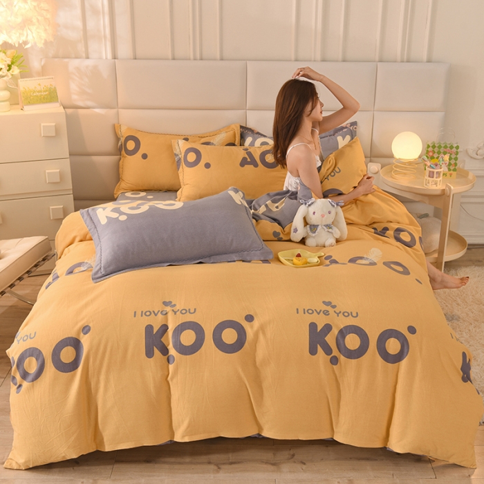 91家纺网 家纺一手货源 找家纺 巧玲珑2025新款AB版铂金生态四件套 青春记忆-黄