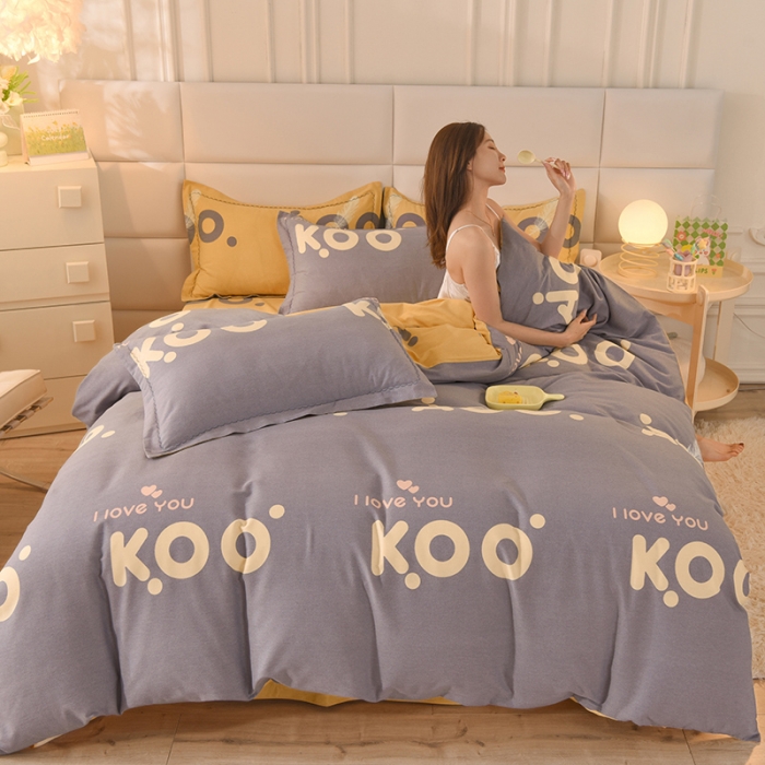 91家纺网 家纺一手货源 找家纺 巧玲珑2025新款AB版铂金生态四件套 青春记忆-灰