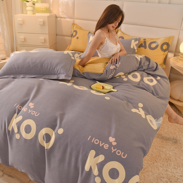 91家纺网 家纺一手货源 找家纺 巧玲珑2025新款AB版铂金生态四件套 青春记忆-灰