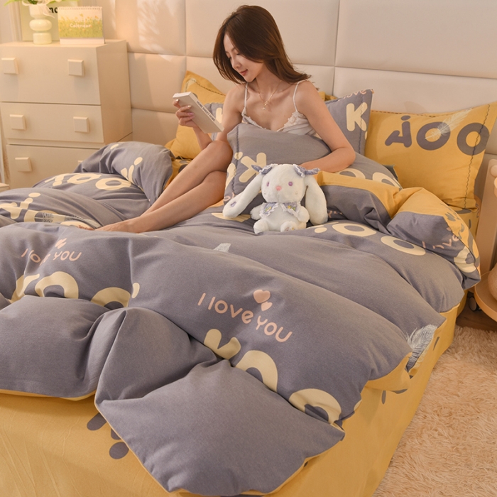 91家纺网 家纺一手货源 找家纺 巧玲珑2025新款AB版铂金生态四件套 青春记忆-灰