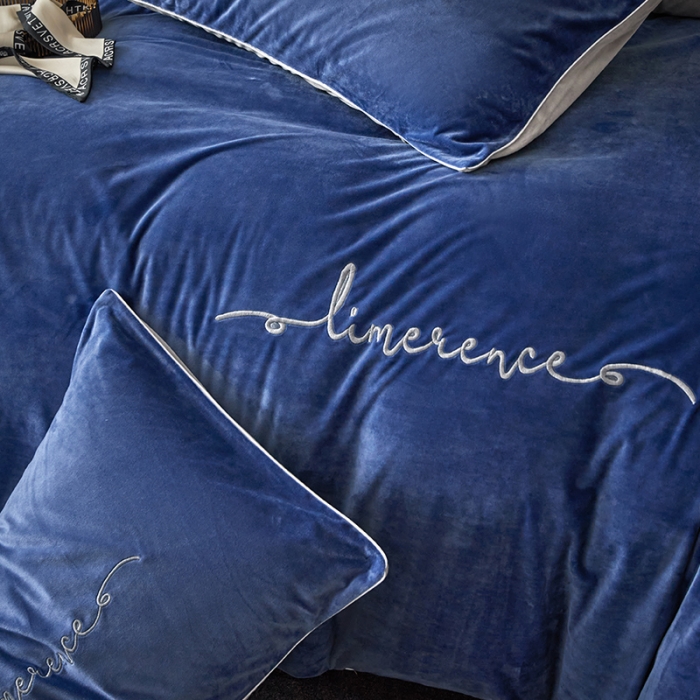 91家纺网 家纺一手货源 找家纺 瑞驰家纺 2023新款A类婴儿绒加厚保暖四件套 宾利兰+摩登灰