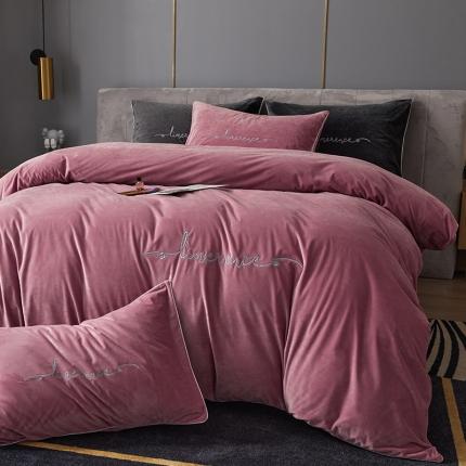 瑞驰家纺 2023新款A类婴儿绒加厚保暖四件套 豆沙红