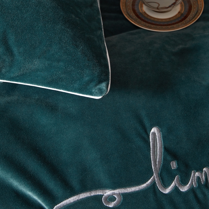 91家纺网 家纺一手货源 找家纺 瑞驰家纺 2023新款A类婴儿绒加厚保暖四件套 松石绿