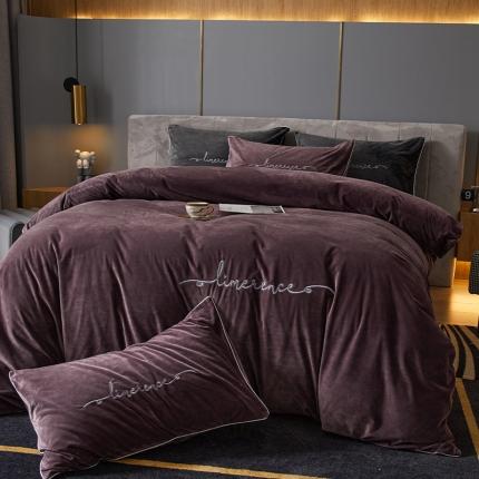 瑞驰家纺 2023新款A类婴儿绒加厚保暖四件套 优雅紫