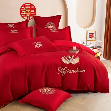 91家纺网 家纺一手货源 找家纺 （总）玉雅家纺 2025新款亲肤刺绣婚庆四件套