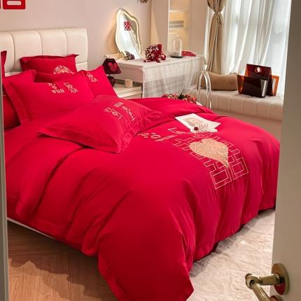 91家纺网 家纺一手货源 找家纺 （总）玉雅家纺 2025新款亲肤刺绣婚庆四件套