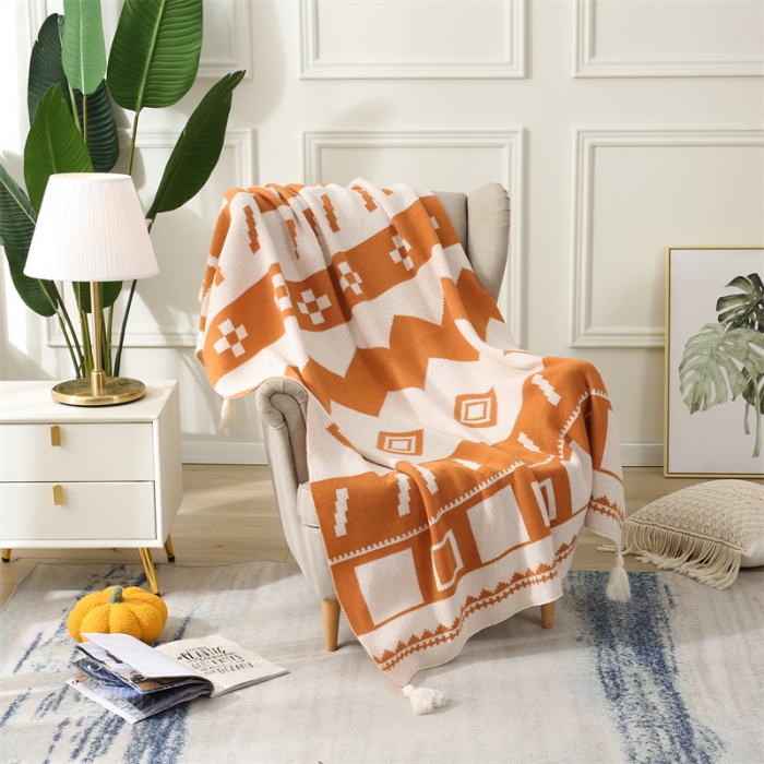 91家纺网 家纺一手货源 找家纺 肖恩 2025新款九宫格鹿毛绒针织毯毛毯 九宫格焦糖