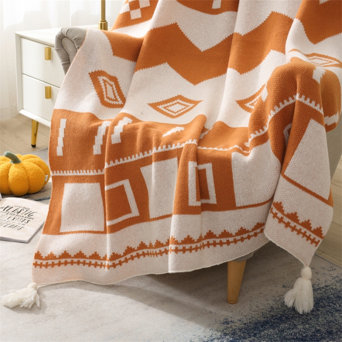 91家纺网 家纺一手货源 找家纺 肖恩 2025新款九宫格鹿毛绒针织毯毛毯 九宫格焦糖