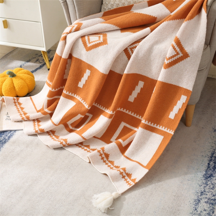 91家纺网 家纺一手货源 找家纺 肖恩 2025新款九宫格鹿毛绒针织毯毛毯 九宫格焦糖