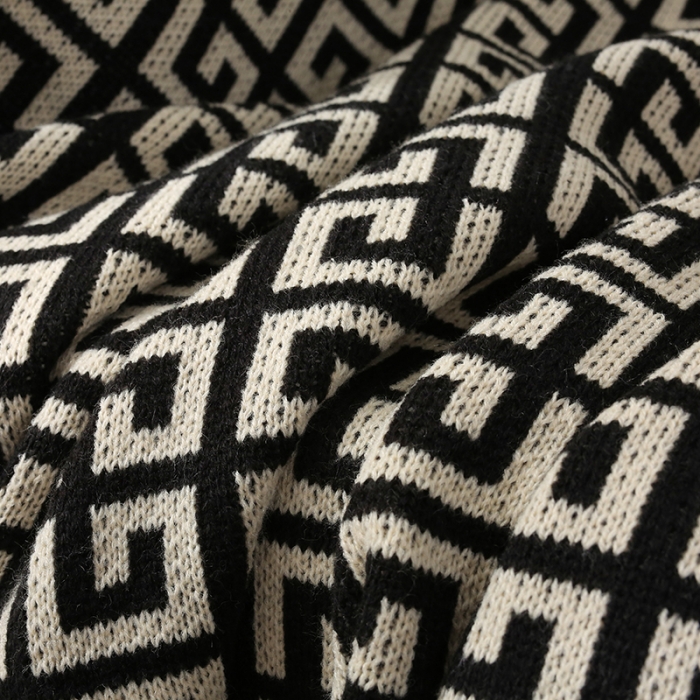 91家纺网 家纺一手货源 找家纺 肖恩 2025新款字母款针织毯毛毯 字母黑白