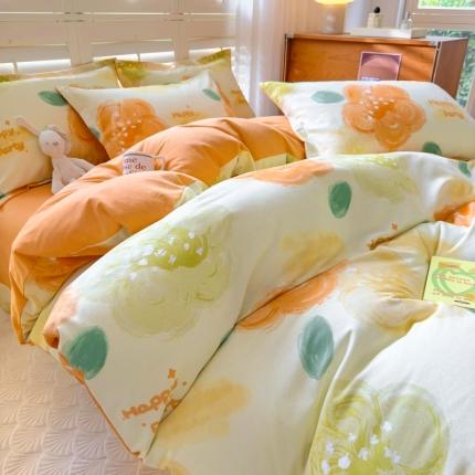 91家纺网 家纺一手货源 找家纺 百寐 2023新款全棉磨毛印花四件套清新可爱碎花加厚四件套 娜朵朵