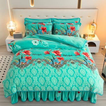 91家纺网 家纺一手货源 找家纺 绒耀 2025新款高克重牛奶绒四件套保暖四件套直播爆款电商爆款百年好合