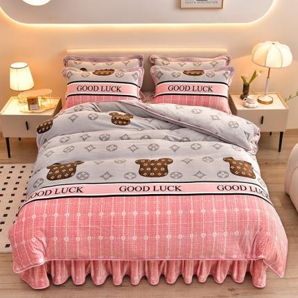 91家纺网 家纺一手货源 找家纺 绒耀 2025新款高克重牛奶绒四件套保暖四件套直播爆款电商爆款幸运连连