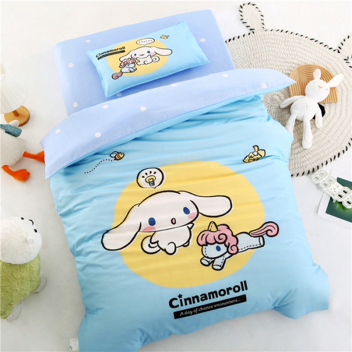 91家纺网 家纺一手货源 找家纺 孩子王 2023新款三丽鸥正版授权KT猫全棉学生大版卡通幼儿园多件套 蓝色玉桂狗