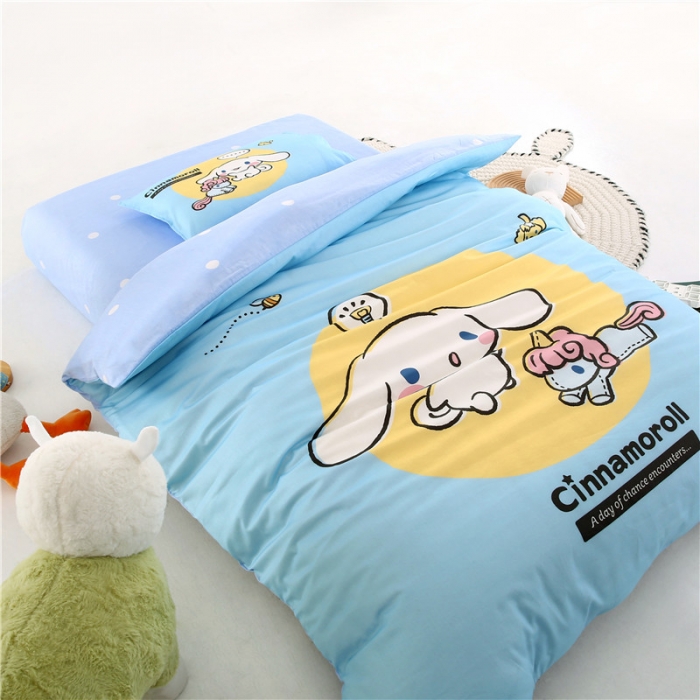 91家纺网 家纺一手货源 找家纺 孩子王 2023新款三丽鸥正版授权KT猫全棉学生大版卡通幼儿园多件套 蓝色玉桂狗