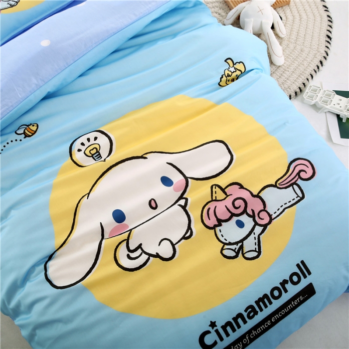 91家纺网 家纺一手货源 找家纺 孩子王 2023新款三丽鸥正版授权KT猫全棉学生大版卡通幼儿园多件套 蓝色玉桂狗