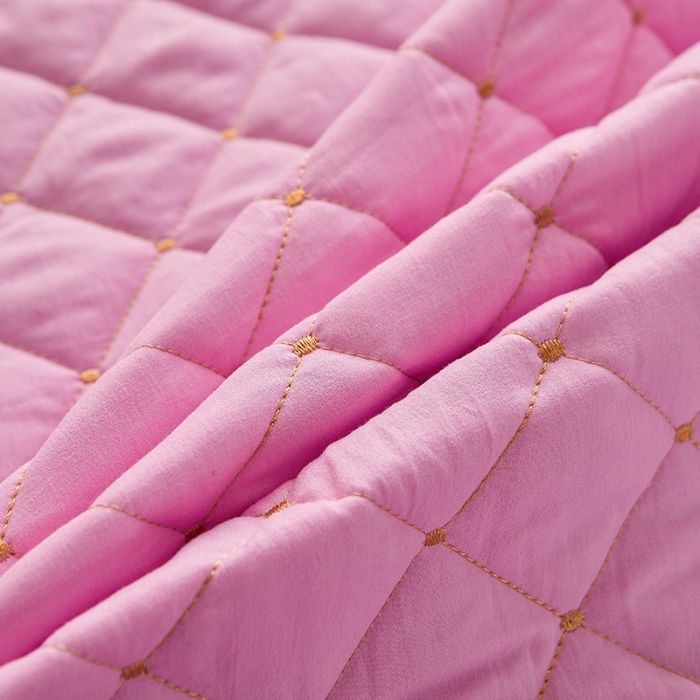 91家纺网 家纺一手货源 找家纺 屹成 2024新款水洗棉蕾丝四季款床笠床裙单品套件-床头罩 粉红