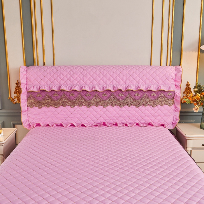 91家纺网 家纺一手货源 找家纺 屹成 2024新款水洗棉蕾丝四季款床笠床裙单品套件-床头罩 粉红