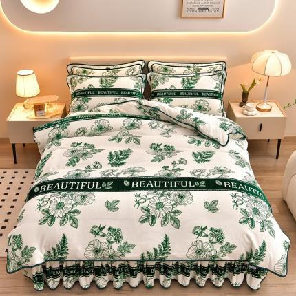 91家纺网 家纺一手货源 找家纺 绒耀 2025新款高克重牛奶绒四件套保暖四件套直播爆款电商爆款曼珠沙华粉