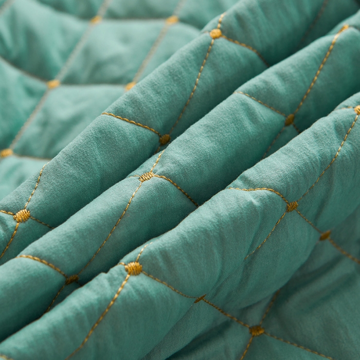 91家纺网 家纺一手货源 找家纺 屹成 2024新款水洗棉蕾丝四季款床笠床裙单品套件-床头罩 橄榄绿