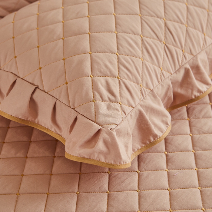 91家纺网 家纺一手货源 找家纺 屹成 2024新款水洗棉蕾丝四季款床笠床裙单品套件-床头罩 卡其