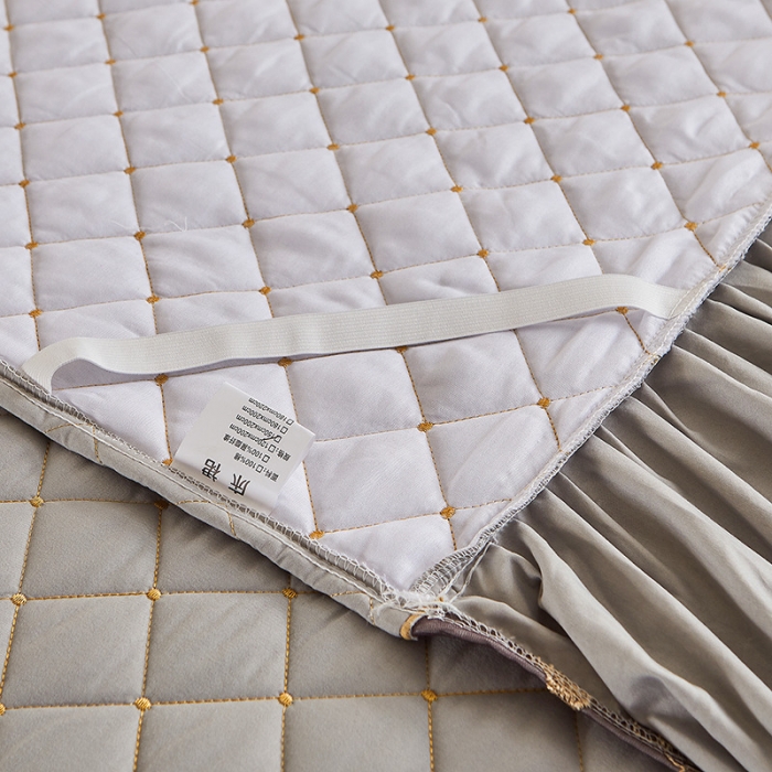 91家纺网 家纺一手货源 找家纺 屹成 2024新款水洗棉蕾丝四季款床笠床裙单品套件-床头罩 银灰