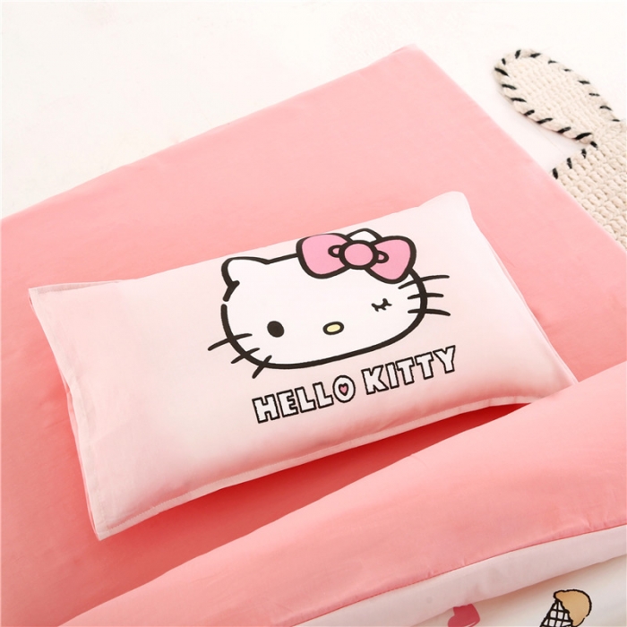 91家纺网 家纺一手货源 找家纺 孩子王 2023新款三丽鸥正版授权KT猫全棉学生大版卡通幼儿园多件套 幸福KT