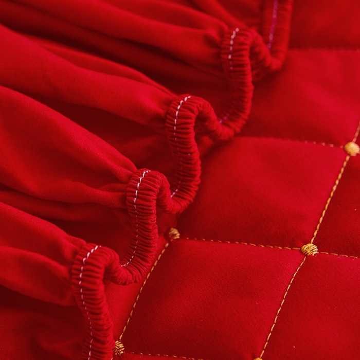 91家纺网 家纺一手货源 找家纺 屹成 2024新款水洗棉蕾丝四季款床笠床裙单品套件-床笠三件套 大红