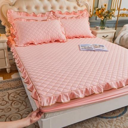 屹成 2024新款水洗棉蕾丝四季款床笠床裙单品套件-床笠三件套 粉玉