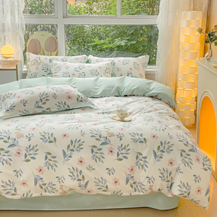 91家纺网 家纺一手货源 找家纺 金鑫汇 2023新花型上市喷气面料全棉四件套莫妮卡