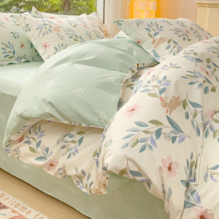 91家纺网 家纺一手货源 找家纺 金鑫汇 2023新花型上市喷气面料全棉四件套莫妮卡