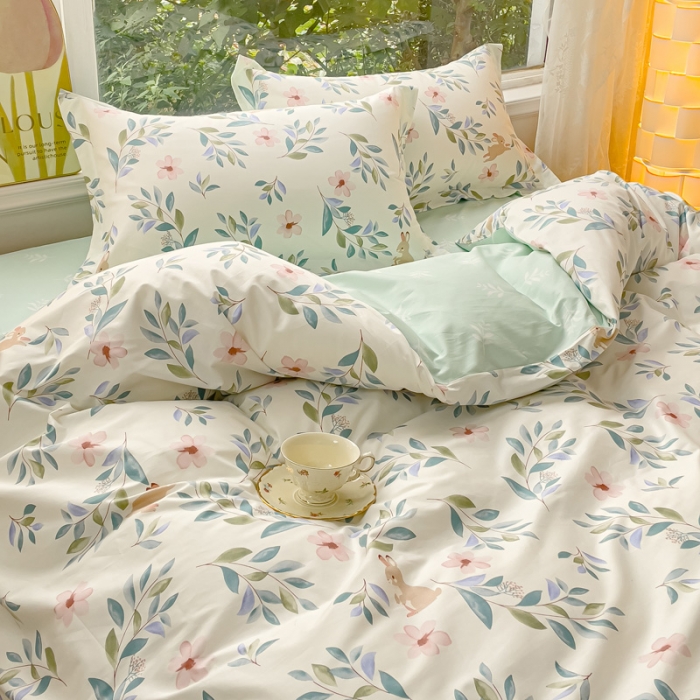 91家纺网 家纺一手货源 找家纺 金鑫汇 2023新花型上市喷气面料全棉四件套莫妮卡