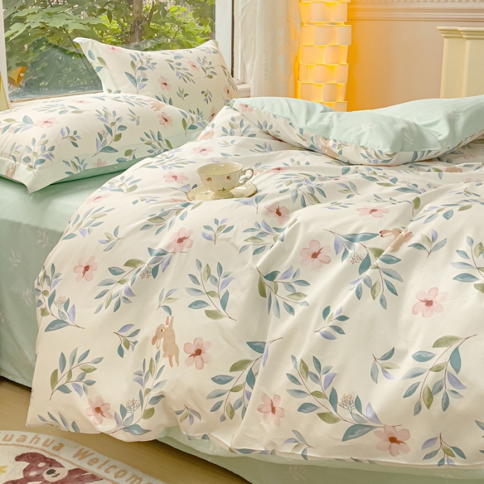 91家纺网 家纺一手货源 找家纺 金鑫汇 2023新花型上市喷气面料全棉四件套莫妮卡