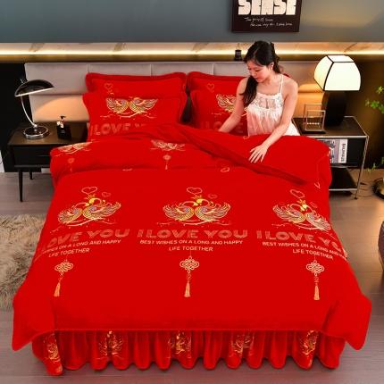 91家纺网 家纺一手货源 找家纺 绒耀 2025新款高克重牛奶绒四件套保暖四件套直播爆款电商爆款字母熊