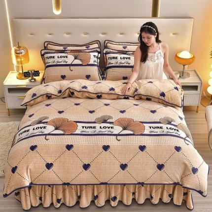 91家纺网 家纺一手货源 找家纺 绒耀 2025新款高克重牛奶绒四件套保暖四件套直播爆款电商爆款花开朵朵