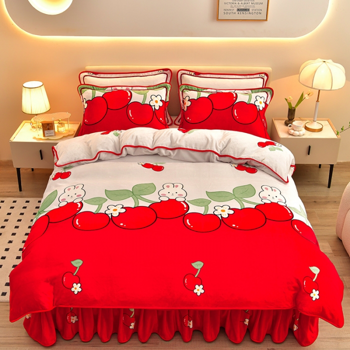 91家纺网 家纺一手货源 找家纺 绒耀 2025新款高克重牛奶绒四件套保暖四件套直播爆款电商爆款怜香惜玉