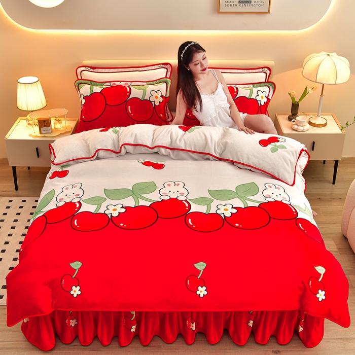 91家纺网 家纺一手货源 找家纺 绒耀 2025新款高克重牛奶绒四件套保暖四件套直播爆款电商爆款怜香惜玉