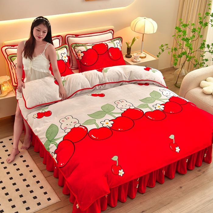 91家纺网 家纺一手货源 找家纺 绒耀 2025新款高克重牛奶绒四件套保暖四件套直播爆款电商爆款怜香惜玉